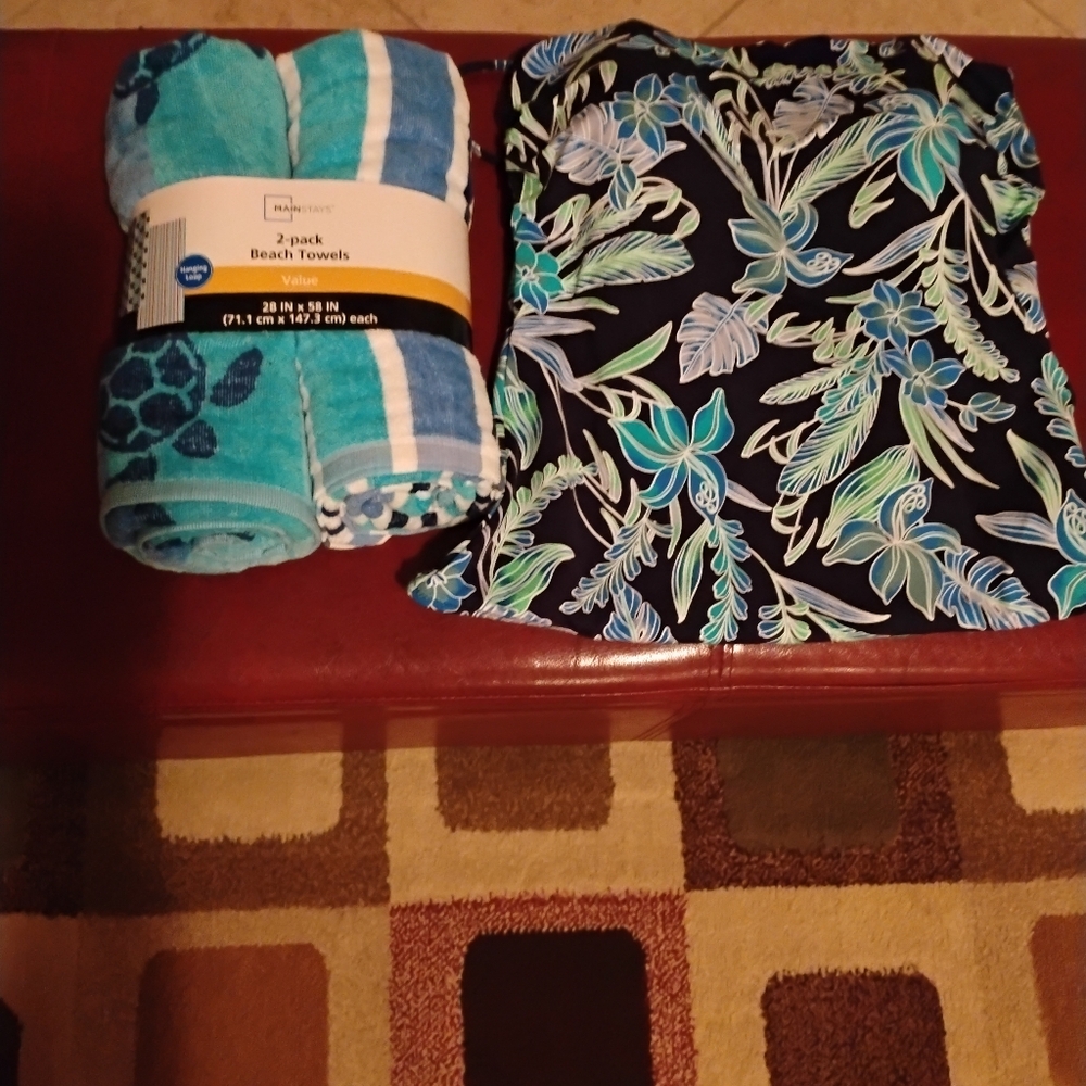 Land's End Ladies Swim Suit & Beach Towels